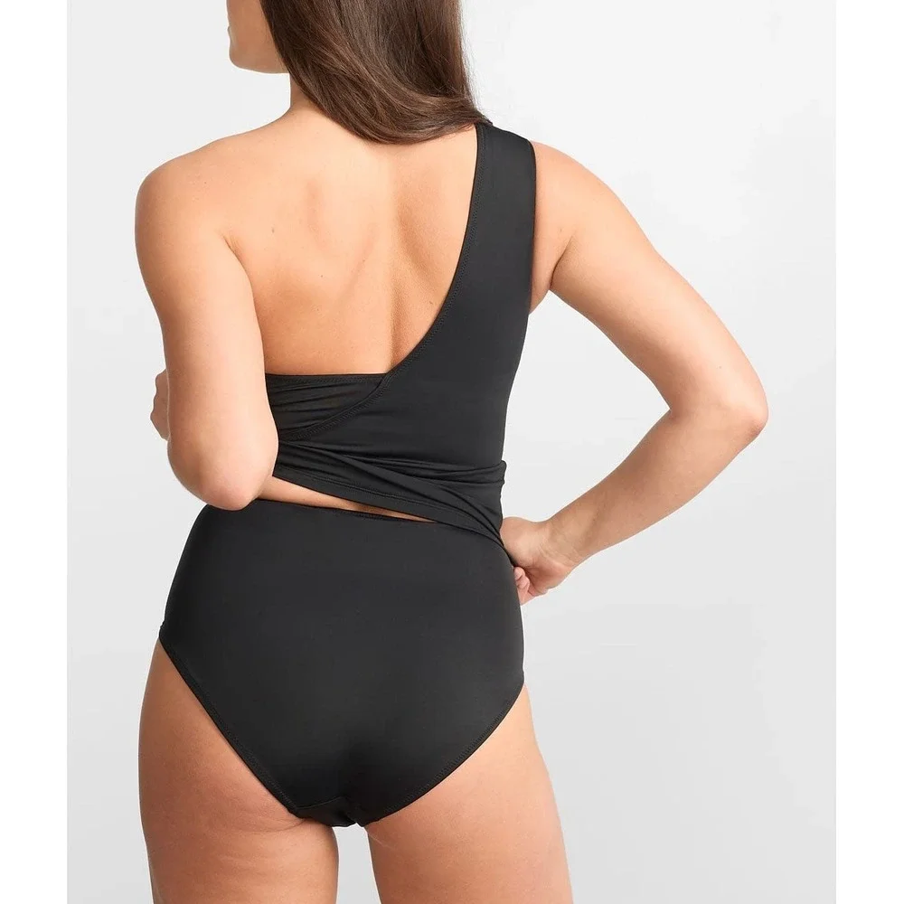 BARE Tankini Top Size 12 The Slimming Grecian TankinI One Shoulder Black Swim